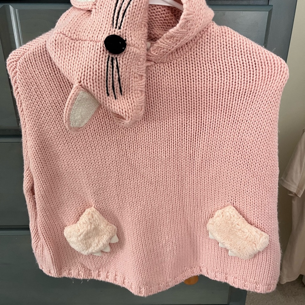 H&M Pink Knit Animal Hooded Cape
